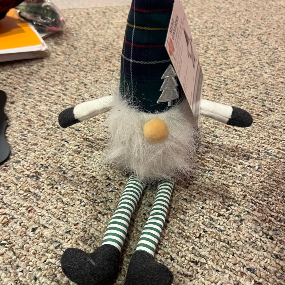 Plaid Hat Gnome with Striped Legs